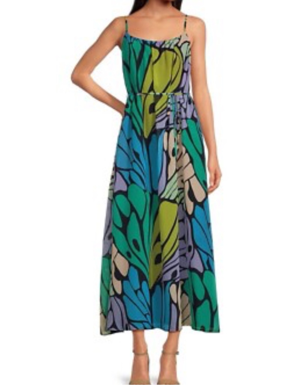 Sam Edelman butterfly Teal Blue Green Floral Maxi Dress